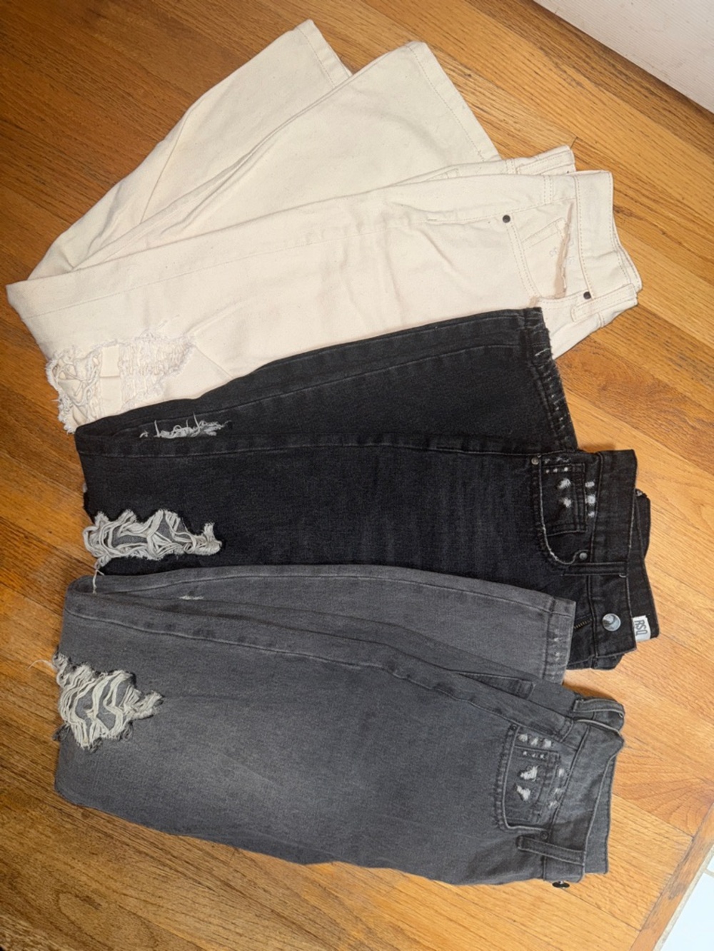Women's Distressed High-Rise 90s Jeans - Cream, Black, Charcoal